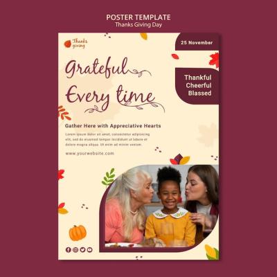 Autumnal Thanksgiving Day Print Template – Free Download