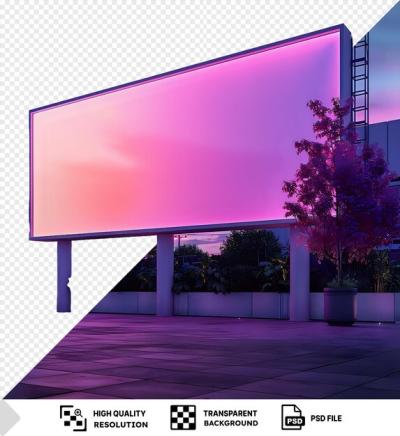 Billboard Mockup on Transparent Background at Night – Free Download