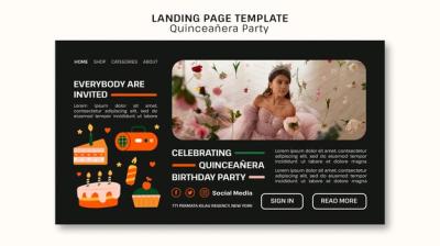QuinceaÃ±era Party Landing Page PSD Template – Free to Download
