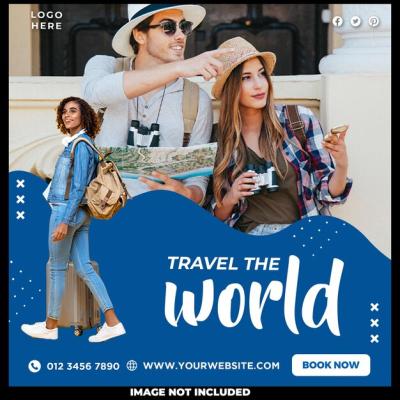 Travel the World Social Media Template – Download Free Stock Photo