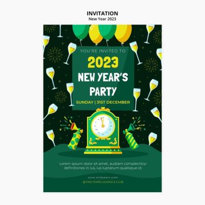 Flat Design New Year Template – Free Download