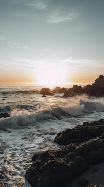 A Stunning Sunset Over the Ocean – Free Download