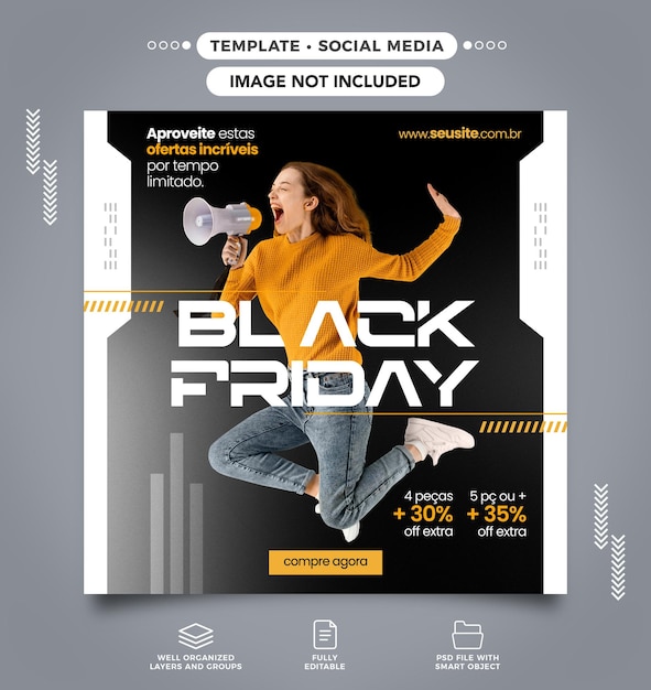 Instagram Black Friday Social Media Feed Templates for Clothing Sales in Brazil – Free Download