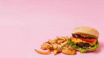 Burger and Fries with Copy Space – Free Download Stock Photo