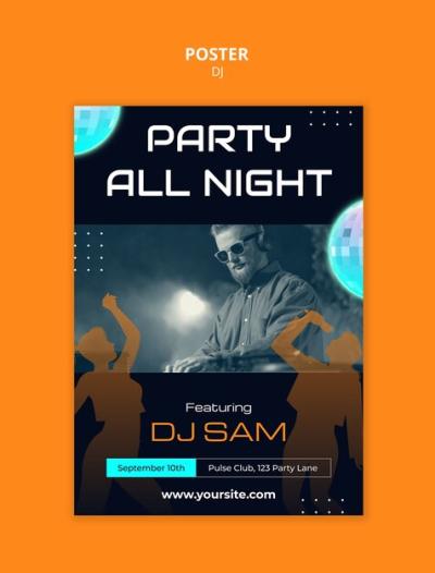 DJ Party Poster Template Design – Free Download