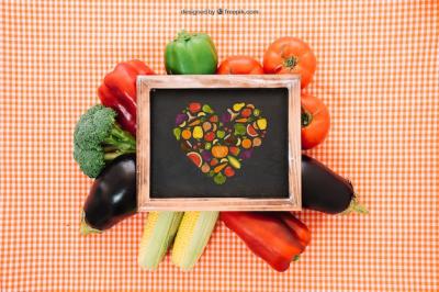 Mockup of Fresh Vegetarian Food on Slate Surface – Free Download