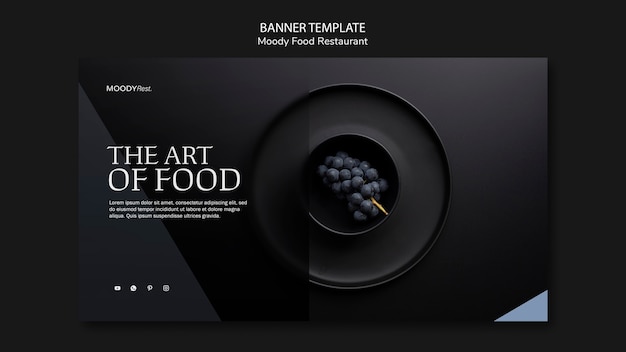 Moody Food Restaurant Banner Template for Free Download