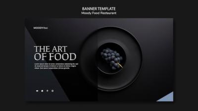 Moody Food Restaurant Banner Template for Free Download