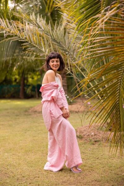 Modest Smile of a Slim Young Caucasian Brunette Woman Outdoors – Free to Download