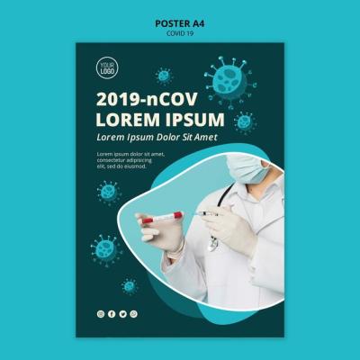 Coronavirus A4 Poster Template Featuring Eye-Catching Photo – Free Download