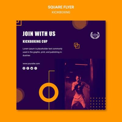 Kickboxing Square Flyer Template – Free Download