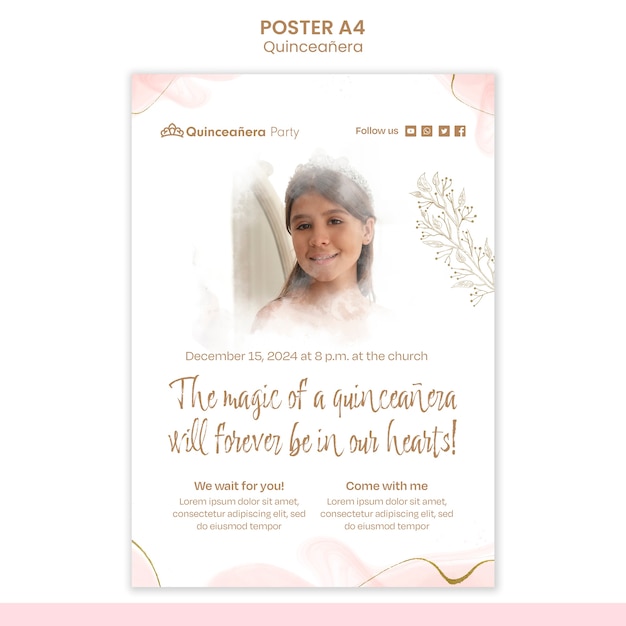 Hand Drawn Quinceanera Party Poster Template – Free to Download
