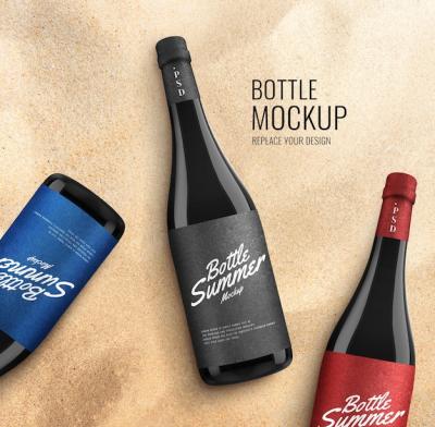 Summer Advertising Glass Bottle Mockup – Free Download