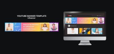 Gradient Influencer YouTube Banner Design Template – Free Download