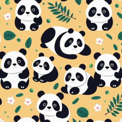 Seamless Pattern Featuring Cute Panda Bear Illustration – Free Download