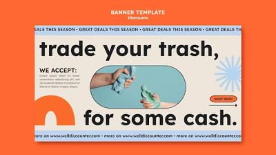 Discount Banner Template in Flat Design – Free Download