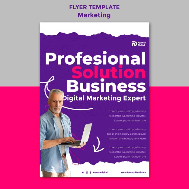 Flat Design Marketing Strategy Flyer Template – Free Download