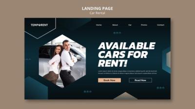 Hexagonal Shapes Car Rental Landing Page Template – Free Download