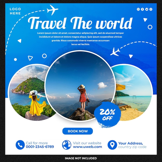 Travel Agency Social Media Post Template – Free Download