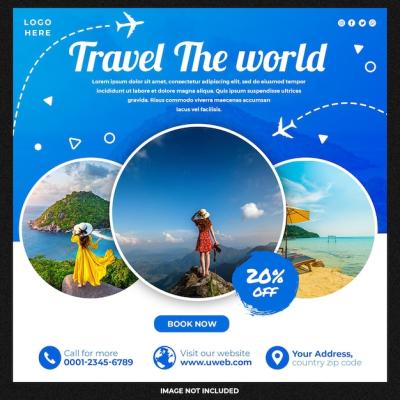 Travel Agency Social Media Post Template – Free Download