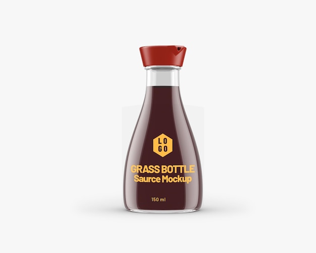 Clear Glass Sauce Bottle Mockup – Download Free Stock Photo