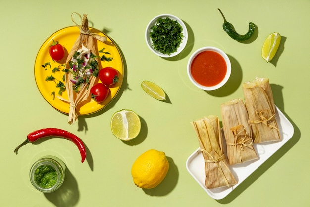 Top View Arrangement of Tamales Ingredients – Free Stock Photo for Download