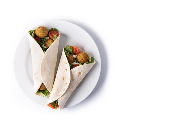 Tortilla Wrap with Falafel and Vegetables on White Background – Free Download