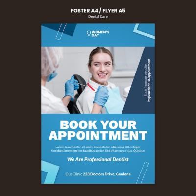 Flat Design Dental Care Poster or Flyer Template – Free Download