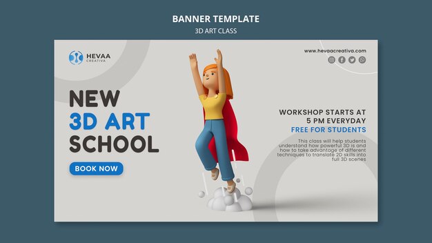 3D Art Class Horizontal Banner – Free Download, Free Stock Photo