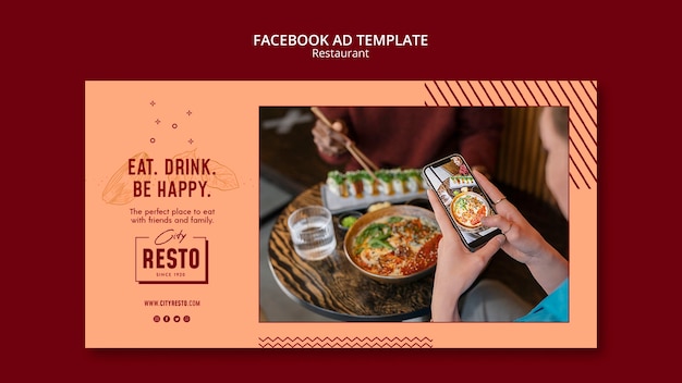 Flat Design Restaurant Facebook Ad Template – Free Download