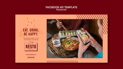 Flat Design Restaurant Facebook Ad Template – Free Download