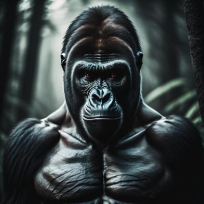 A Gorilla with a Black Face and Dark Background – Free Stock Photo for Download