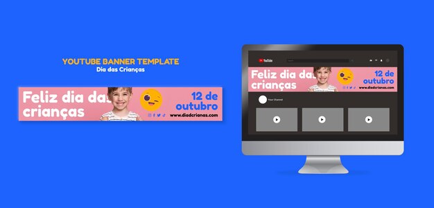 Dia das CrianÃ§as Celebration YouTube Banner Template – Free Download