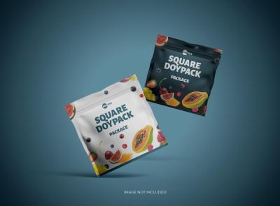 3D Rendered Mockup Template for a Square Glossy Sealed Doypack – Free Download