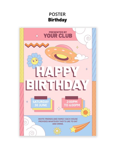 Creative Birthday Template Design for Free Download