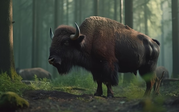 Stunning Bison in Forest Background – Free Stock Photo for Download