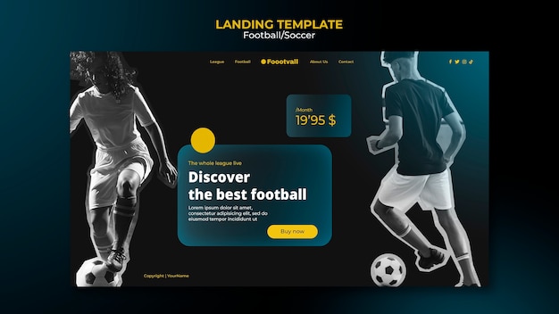 Realistic Football Landing Page Design Template – Free Download