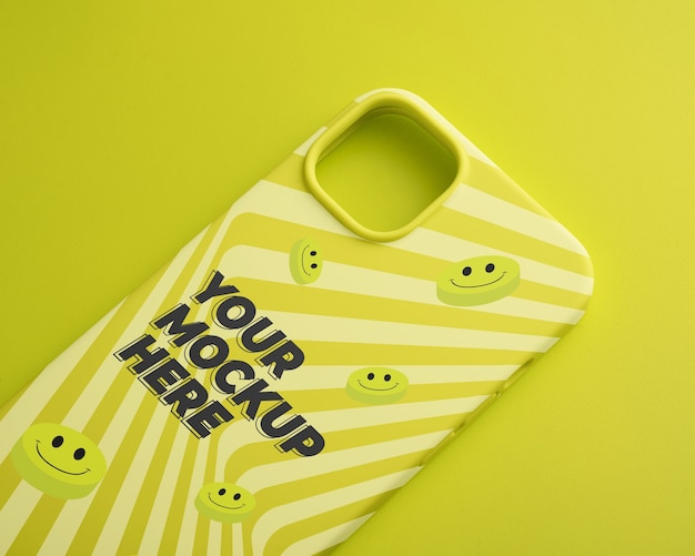 Smartphone Case Mock-Up in Pink and Lime Colors – Free Download