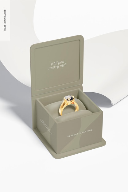 Opened Square Luxury Ring Box Mockup – Free Download