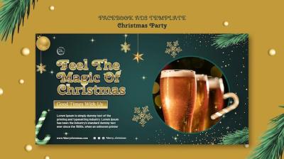 Realistic Christmas Party Facebook Template – Free Download