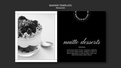 Monochrome Restaurant Horizontal Banner Template – Free Download