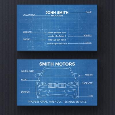 Car Blueprint Business Card Template – Free Download