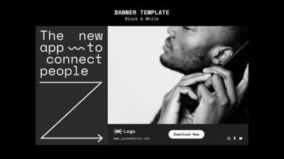 Horizontal Banner Template for Connecting People App – Free Download