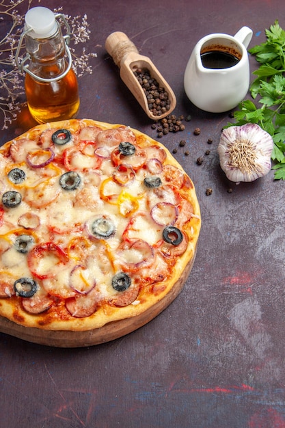 Delicious Mushroom Pizza with Cheese and Olives – Free to Download