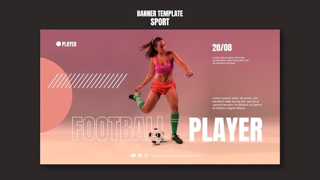 Sport Banner Template Featuring a Woman Playing Football – Free Download