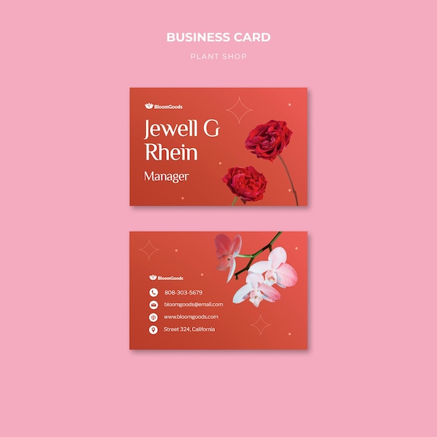 Realistic Plant Shop Business Card Template – Free Download