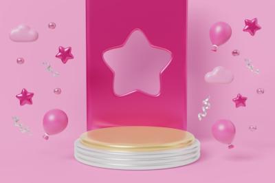 3D Pink Podium Background – Free Download