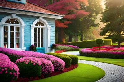 A Blue House Featuring a Matching Blue Door – Free Stock Photo for Download