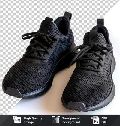 Transparent Black Athletic Sneakers PSD Isolated on Transparent Background – Free Download