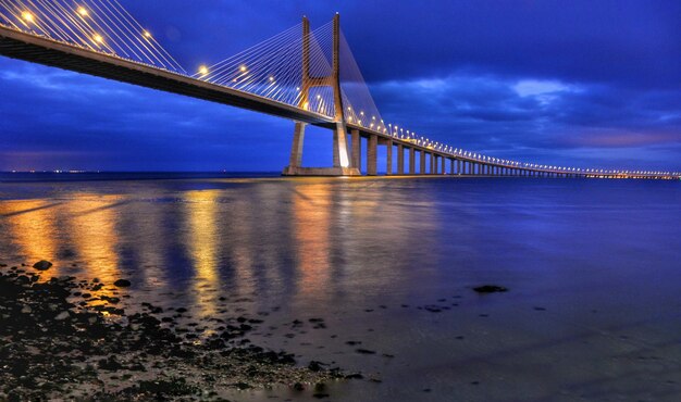 Vasco da Gama Bridge Over Tagus River at Dusk – Free Download